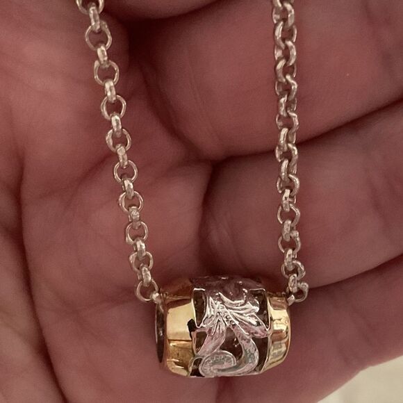 STERLING SILVER GOLD PLATED SILVER NECKLACE WITH CHAIN​ - Picture 10 of 11